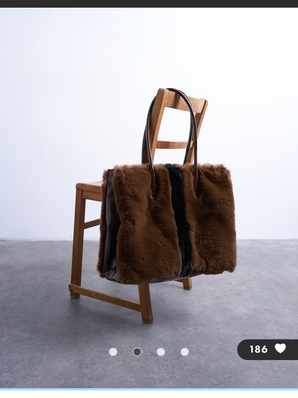 Topshop Brown Faux Fur Tote with Dark Center Stripe